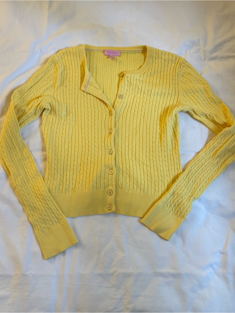 2010 Lilly Pulitzer Yellow Cable Knit Cardigan size M